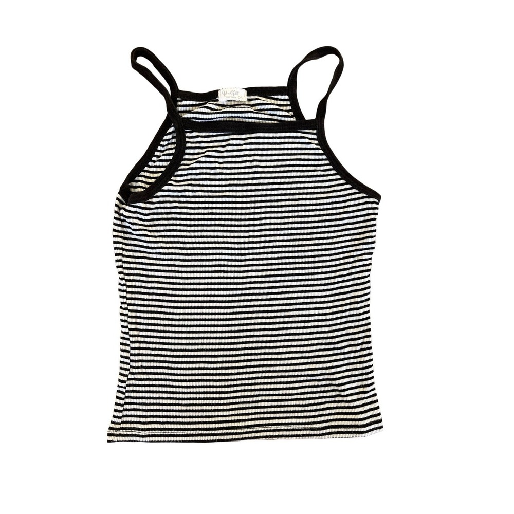 John Galt Brandy Melville Ribbed Stripped Tank Top One Size Black White, Coastal